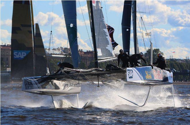 Act 5, St Petersburg 2016 – Training day – The double Olympic gold medallists on board Red Bull Sailing Team finished the opening day in fifth position after a mixed bag of results. - Extreme Sailing Series © Rodrigo Rato / Sail Portugal-Visit Madeira